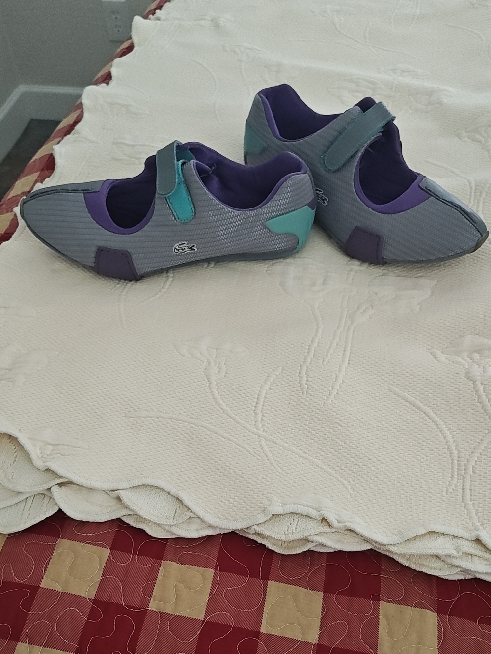 Lacoste Light Blue and Purple Women's Slip-On Athletic Shoe